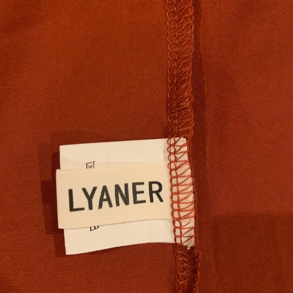 LYANER Satin V Neck Ruched Wrap Tie Waist Slit Hem Cocktail Midi Dress small - Picture 7 of 10